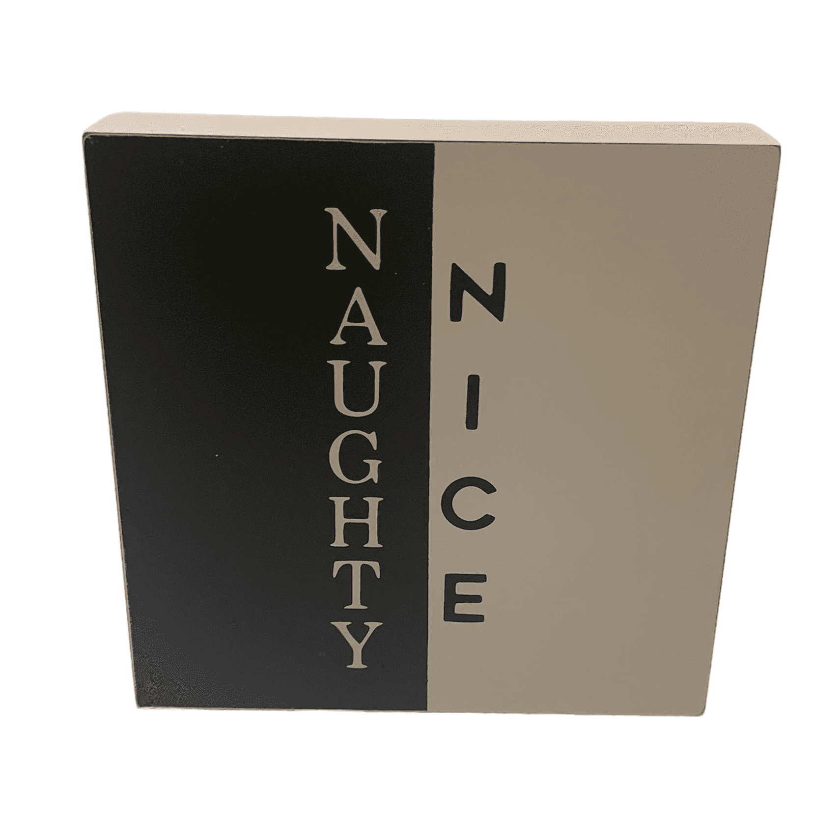 Holiday Time Black & White Wooden Block Accent Tabletop Décor. 7" x 7"