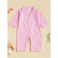 thumbnail image 2 of aturustex Baby Classic Plaid Loungewear for Toddler Girls Boys Pajamas Rompers 0 3M 6M 12M 18M 24M Infant Turn Down Collar Jumpsuits Long Sleeve BodysCute Daily Spring Fall Sleepwear Outfits, 2 of 7