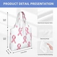 thumbnail image 3 of Single Shoulder Commuter Canvas Bag Large Capacity Can Be Carried Or Shoulder Storage For Daily Shopping Trips Classic Pink Ribbon Pattern, 3 of 7