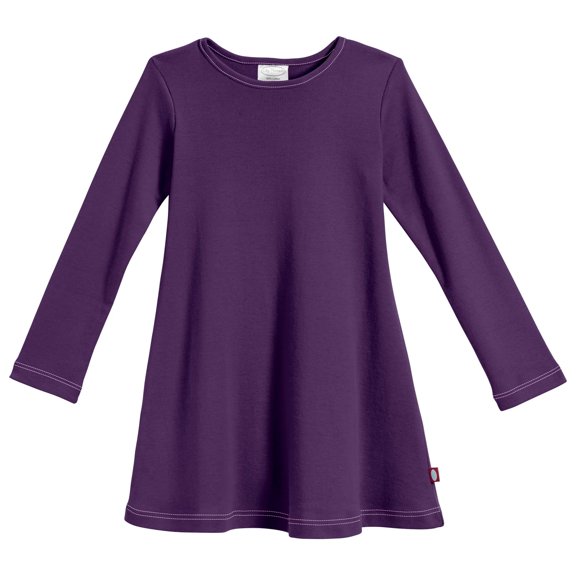 Girls Soft Cotton Long Sleeve Baby Rib Dress | Purple