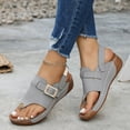 thumbnail image 4 of Women's Platform Tong Sandals Comfortable Wedge Slingback Flip Flops Lightweight Non Slip Open Toe Beach Mules Gray Size 6.5, 4 of 8