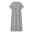 thumbnail image 4 of Aimik Womens Long Maxi Dress Button Down Short Sleeve Baggy Shirt Dress with Pockets Loose Comfort Dress for Summer Beachwear, 4 of 6