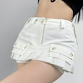 thumbnail image 5 of REALiKUN Women Mini Denim Shorts Fashion Summer Casual Solid High Waisted Pleated Ruffle Hem Jean Short Lining Skirt, 5 of 8