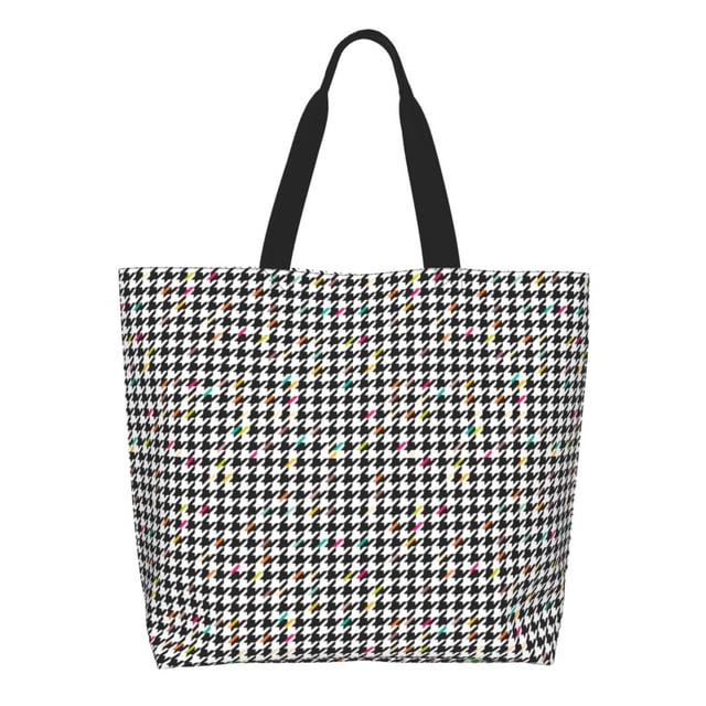 Easygdp Black And White Houndstooth Bolsas Tote para Mujer, Bolsos de Hombro para Viaje, Bolsos de Mano de Gran Capacidad para Compras y Trabajo