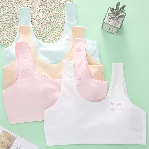 Simple & Sweet Cropped Cami Training Bra | For Girls in Soft Cotton Stretch | A Practical Starter Sports Bra Too | Variety Color Sets