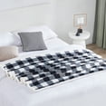 thumbnail image 3 of Sherpa Plaid Twin Blanket 60" X 70", Fuzzy Fluffy Soft Cozy Throw Blanket, Twin Size Plush Fleece Flannel Plush Microfiber Blanket for Couch Bed Sofa (Black), 3 of 12