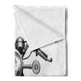 thumbnail image 2 of Motorcycle Soft Flannel Fleece Throw Blanket, Front Side View of a Chopper on Plain Background Classic Cruiser, Cozy Plush for Indoor and Outdoor Use, 60" x 80", Charcoal Grey and White, by Ambesonne, 2 of 5