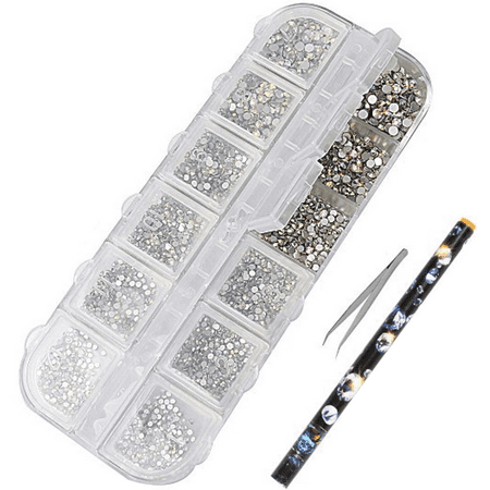 

ClearRhinestonesforCrafts FlatbackWhiteNailRhinestoneGems CraftGlassDiamondsStoneswithTweezersandPickingRhinestonesPen