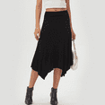 thumbnail image 6 of SOMER Skirts For Women High Waist Asymmetrical Hem Midi Skirt A-Line Skirt Casual Beach Black, 6 of 7