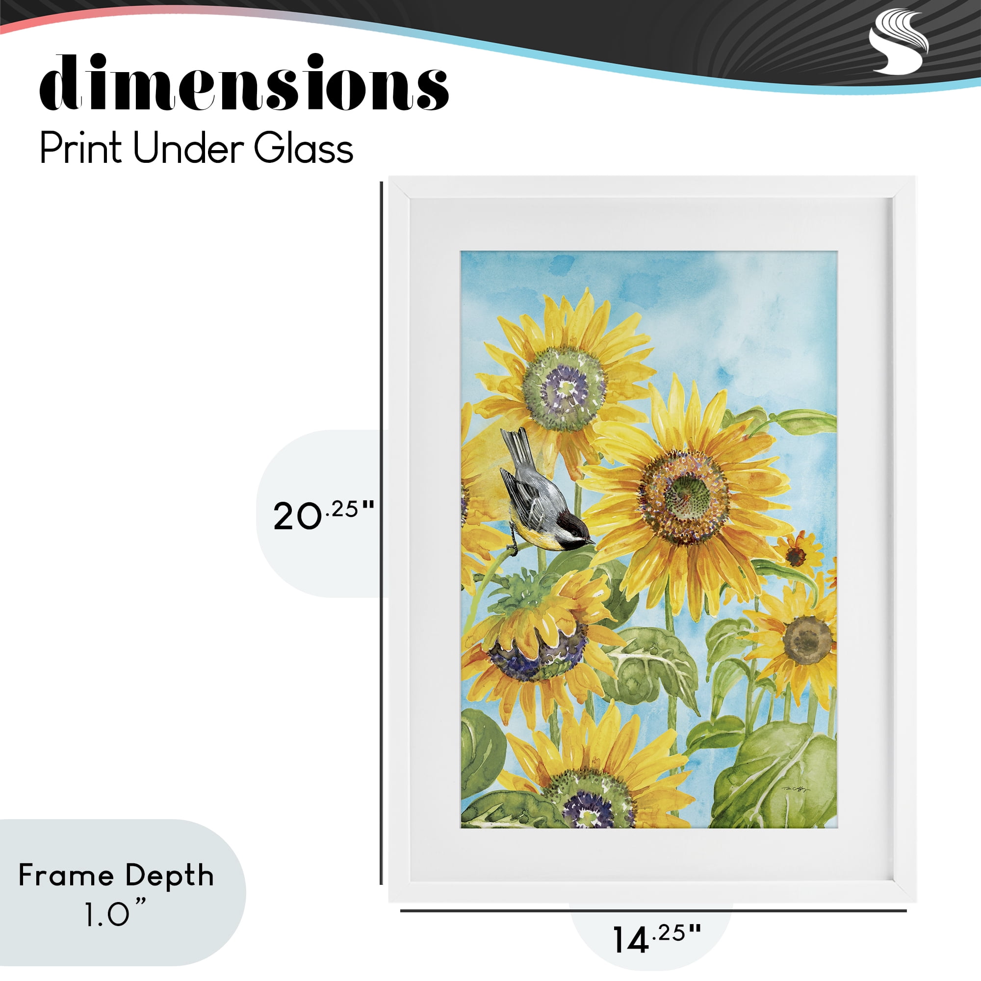 Stupell Industries Sunflower Honey Bird White Framed Print Under Glass, design by Tim Coffey