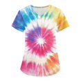 thumbnail image 2 of BDPORKAS Womens Scrubs Breathable Short Sleeve Scrubs Uniform Tie Dye Printed Trendy Soft V Neck Nurse Uniforms Shirts Pocketed, 2 of 7