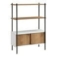 thumbnail image 3 of Furniture of America Trist Transitional 3-Shelf Bookcase with Sliding Doors, White and Oak, 3 of 16