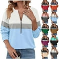 thumbnail image 2 of ShiShine Womens Sweatshirts Half Zip Pullover Tops Color Block Hoodies Fall Winter Clothes, 2 of 5