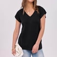 thumbnail image 3 of Mgmyaa Womens V-Neck T Shirts Cap Pleated Short Sleeve Basic Tees Lightweight Summer Tops, 3 of 8