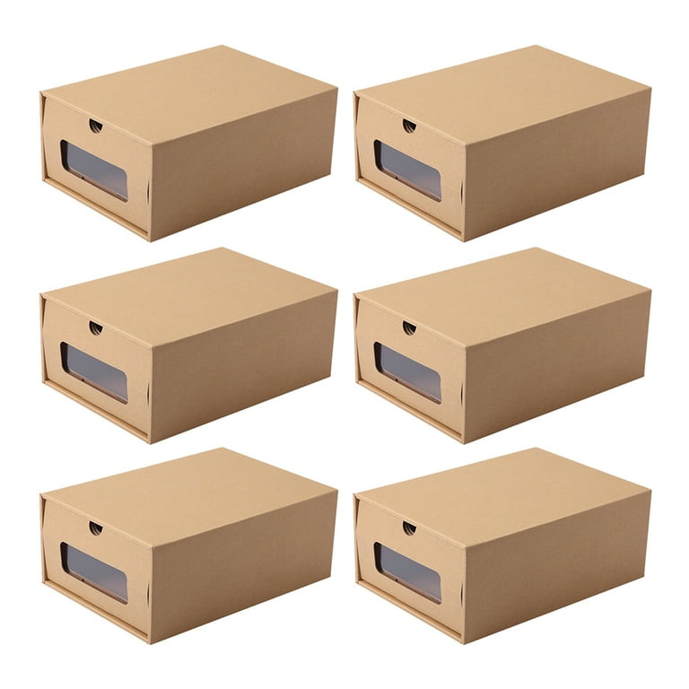 6pcs Paper Drawer Shoebox Transparent Shoebox Shoe Case Dustproof Drawer style Shoes Box Window Shoes Storage Container for Home