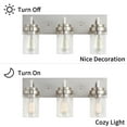 thumbnail image 3 of Kyrid 3-Light Brushed Nickel Vanity Light with Clear Glass Shade for Bathroom,E26 Bulbs, 3 of 8