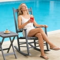 thumbnail image 3 of Zimtown Outdoor Wooden Rocking Chair 27 inch Patio High Back Ergonomic Rocker for Porch Garden Living Room Gray, 3 of 8