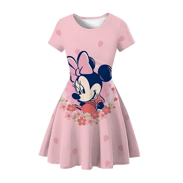 Encanto Isabella Mirabel Vestido de verano con estampado de dibujos animados para niñas Vestido de fiesta de cumpleaños Minnie Mouse Donald Duck Casual Kids Vestido4T (Etiqueta 120) Gao Jinjia LED