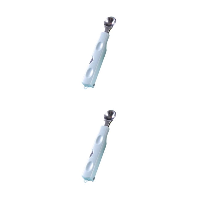 Moyic Rebanadora de sandía de acero inoxidable 3 en 1 Reemplazo Manual de mano ABS Mango Cocina Cuchara de fruta Accesorios para Azul 2piezas