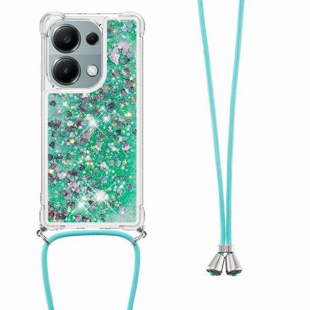 Funda FOXDOCK para Xiaomi Redmi Note 13 Pro 4G con Cuerda Ajustable, Brillo Líquido, Protección Antigolpes y Lente – Ideal para Regalo