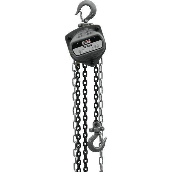 Jet S90-050-10 Contractor 0.5 Ton Hand Chain Hoist with 10 Foot Lift & 2 Hooks