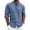 #0225-Blue, variant on Qiyinn Men's Cotton Linen Long Sleeve Shirts Casual Button Down Banded Collar Shirt Beach Summer Tops with Pocket