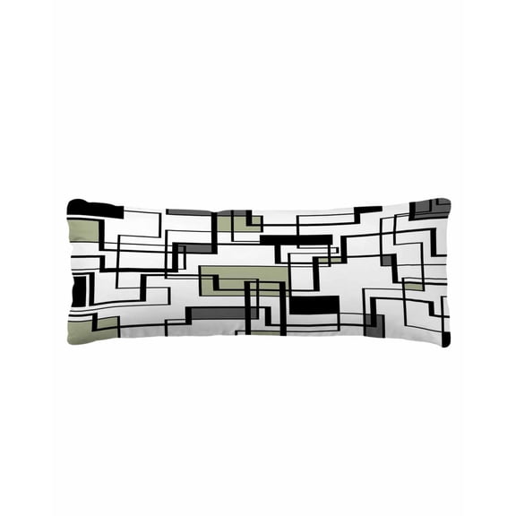 Sage Green Geometric Body Pillow Cover 20 x 60 Inch Decorative Pillow Cover Simple Black Gray Abstract Striped Lumbar Pillowcase Seasonal Rectangle Cushion Case for Couch Sofa Bed Living Room