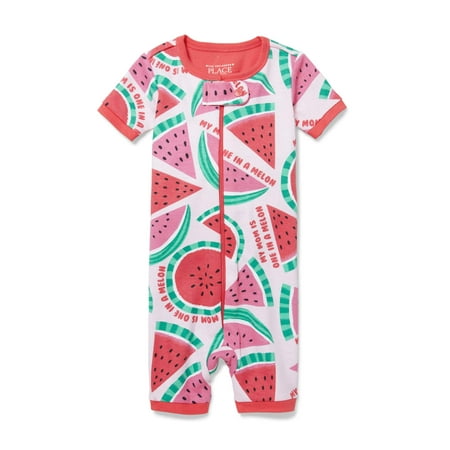 The Childrens Place Baby & Toddler Girl My Mom Is One In A Melon Watermelon Printed Snug-Fit Pj Stretchy (Best Place To Grow Watermelon)