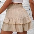 thumbnail image 4 of Linen Ruffle Shorts for Women Baggy Elastic High Waisted Layered Shorts Casual Flowy Wide Leg Tiered Shorts Khaki XL, 4 of 5