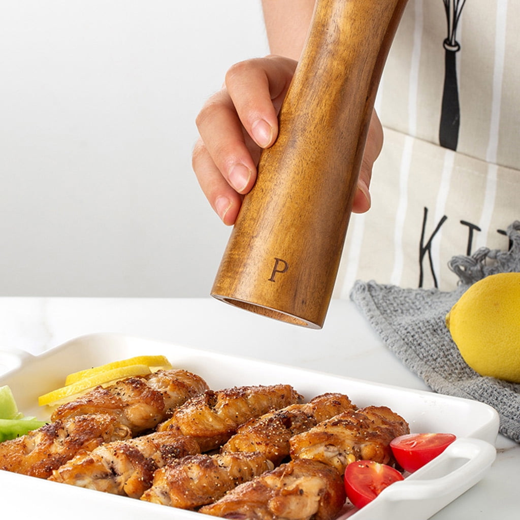 Wood Salt And Pepper Grinder Set Manual Pepper Grinder Mill with Spoon Grinder for BBQ