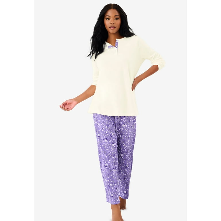 Only Necessities Women s Plus Size Henley Pj Set Pajamas Walmart
