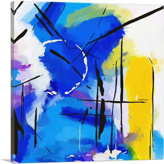 ARTCANVAS Abstract Orange Blue White Canvas Art Print - Size: 18" x 18" (0.75" Deep)