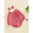 thumbnail image 5 of Raccmtaty Baby Girl 2Pcs Fall Outfits Off Shoulder Long Sleeve Smocked Bodysuit with Headband Set Infant Clothes, 5 of 8