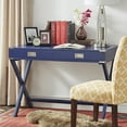 thumbnail image 2 of Weston Home Wood X-Base Campaign Writing Desk with Drawers, Twilight Blue, 2 of 4