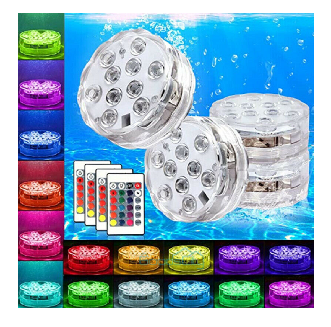 4 Piece Waterproof Underwater Led Lights with remote for Swimming Pool Hot tube 
