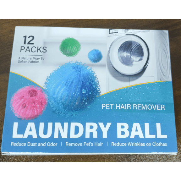 12 Pack Pet Hair Remover for Laundry, Reusable Laundry Balls for Washing Machine and Dryer, Effective Lint Remover and Fabric Softener for Clothes