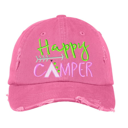Distressed Baseball Cap Women Disressed Hats for Men Embroidered Happy