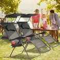 thumbnail image 4 of Gymax Folding Recliner Zero Gravity Lounge Chair W/ Shade Canopy Cup Holder Black, 4 of 10