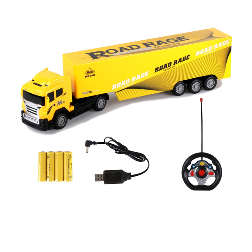 Semi Truck Trailer 32 inch 2.4 Hz Fast Speed Remote Control Kids Toy Carrier Vehicle Transporter RED or YELLOW - Walmart.com