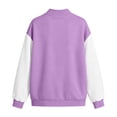 thumbnail image 6 of IUYRTFE Women's Color Block Varsity Bomber Jacket Button Down Long Sleeve Casual Baseball Coat with Pockets, 6 of 6