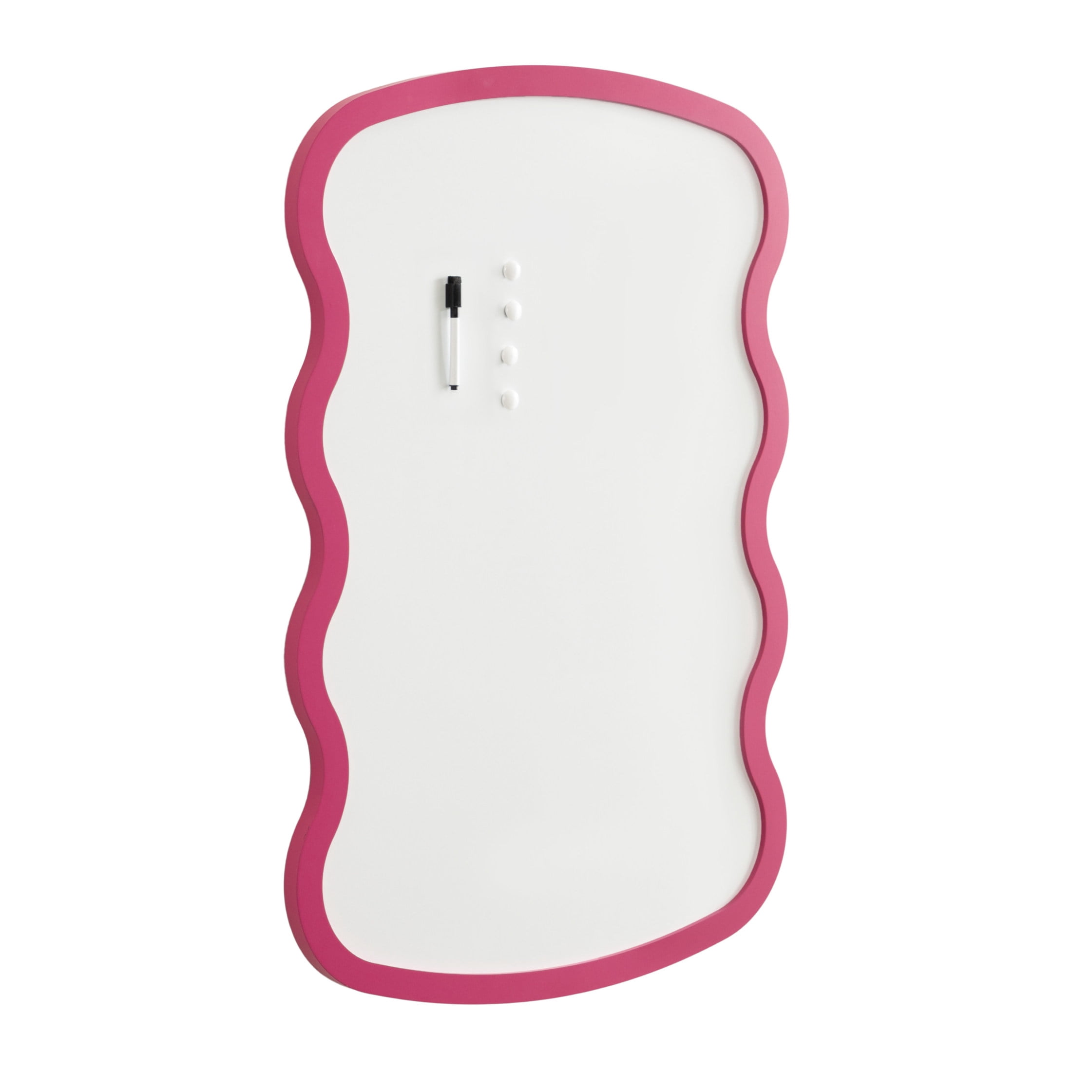 Kate and Laurel Holbrook Wavy Magnetic Dry Erase Board with Marker and Four Magnets, 24 x 36, Bright Pink, Decorative Wall Organization White Board for Use as Bedroom or Dorm Room Decor