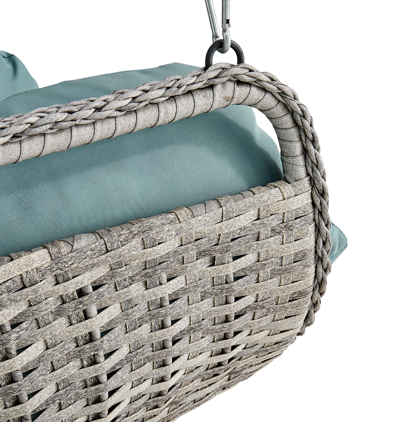Outdoor Hanging Lounge Chair Backyard Patio Resin Wicker with Armrest Chair UV Resistant, Aqua - image 3 of 5