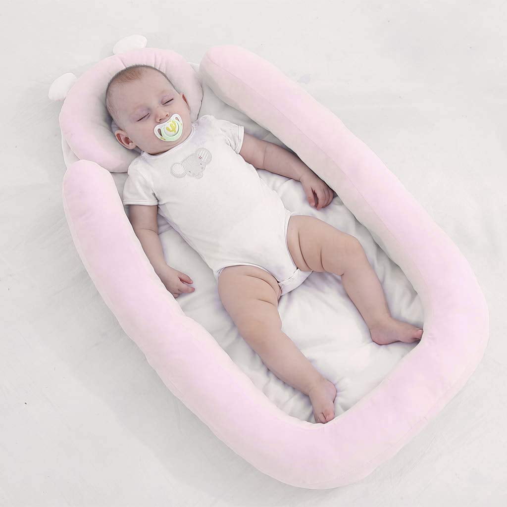 Crown Reversible Baby Lounger Baby nest,Ultra Safe Feeling to Cluddle Newborn,Protect Infant Spine,Crib&Bassinet Suitable,Portable to Indoor&Outdoor,Baby Gift for Napping,Co Sleeping 