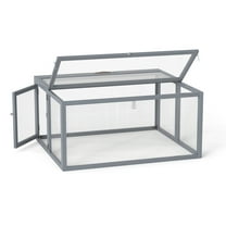 Witaxima Foldable Bunny Hutch with Ground Stakes, 37x21.3in Lockable Rabbit Cage, Gray