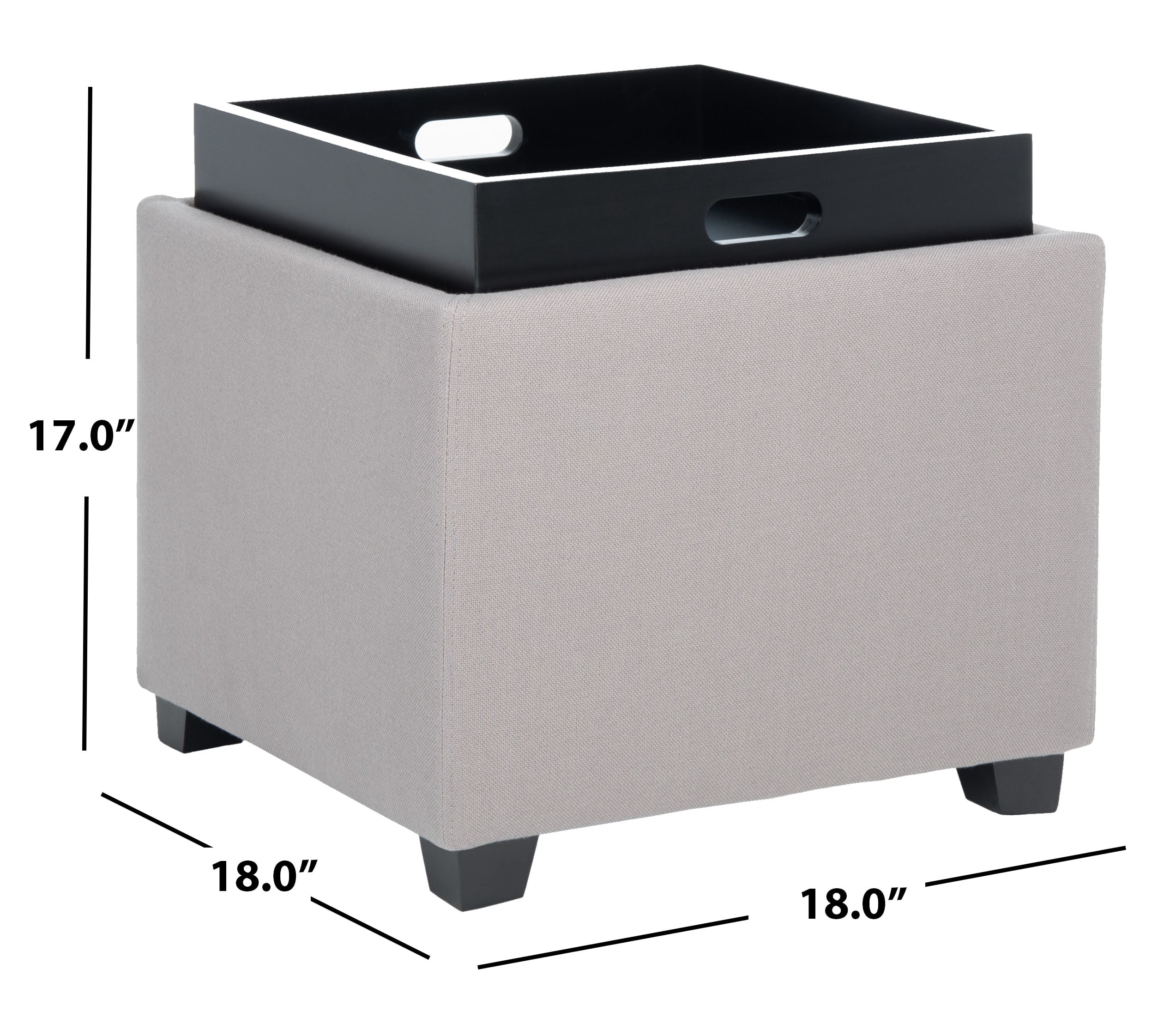 SAFAVIEH Harrison Rustic Glam Single Tray Storage Ottoman, Sea Mist