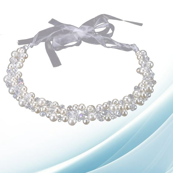 LABSERRON 1Pack Pearl Headband White Bridal Headwear With Crystal And Rhinestone