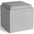 thumbnail image 5 of Simpli Home Rockwood 17 inch Wide Contemporary Square Cube Storage Ottoman with Tray in Cloud Grey Linen Look Fabric, Assembled, 5 of 7
