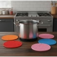 thumbnail image 3 of 6-Pack Silicone Round (7x7") - Heat Resistant Non-Slip Pot Holders with Honeycomb Surface, Food Grade & Dishwasher Safe, 3 of 6