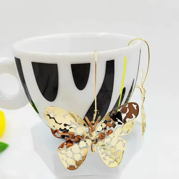 Shiny Hollow Butterfly Earrings Exaggerated Large Earrings for Women Exquisite Fashion Jewelry