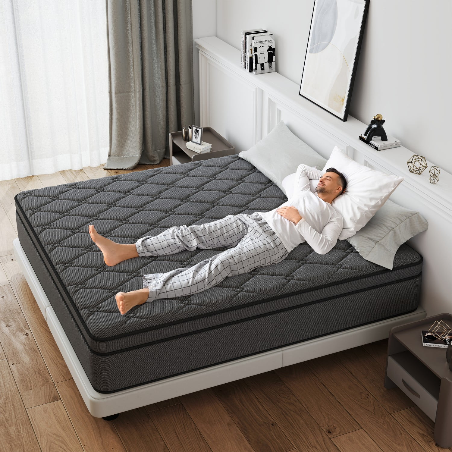 MEANDAROL 12 inch Twin Mattress, Memory Foam & Spring Hybrid Medium Comfort Twin Size in a Box,Adult